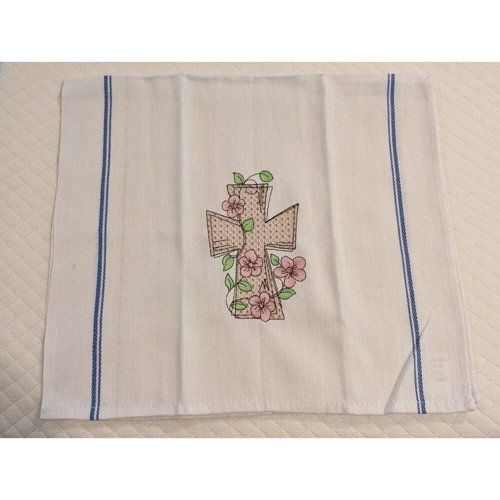 Embroidered gorgeous intricate cross decorative towel New Handmade Non smoking